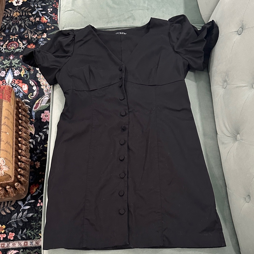 J. Crew Black Puff Sleeve Mini Dress